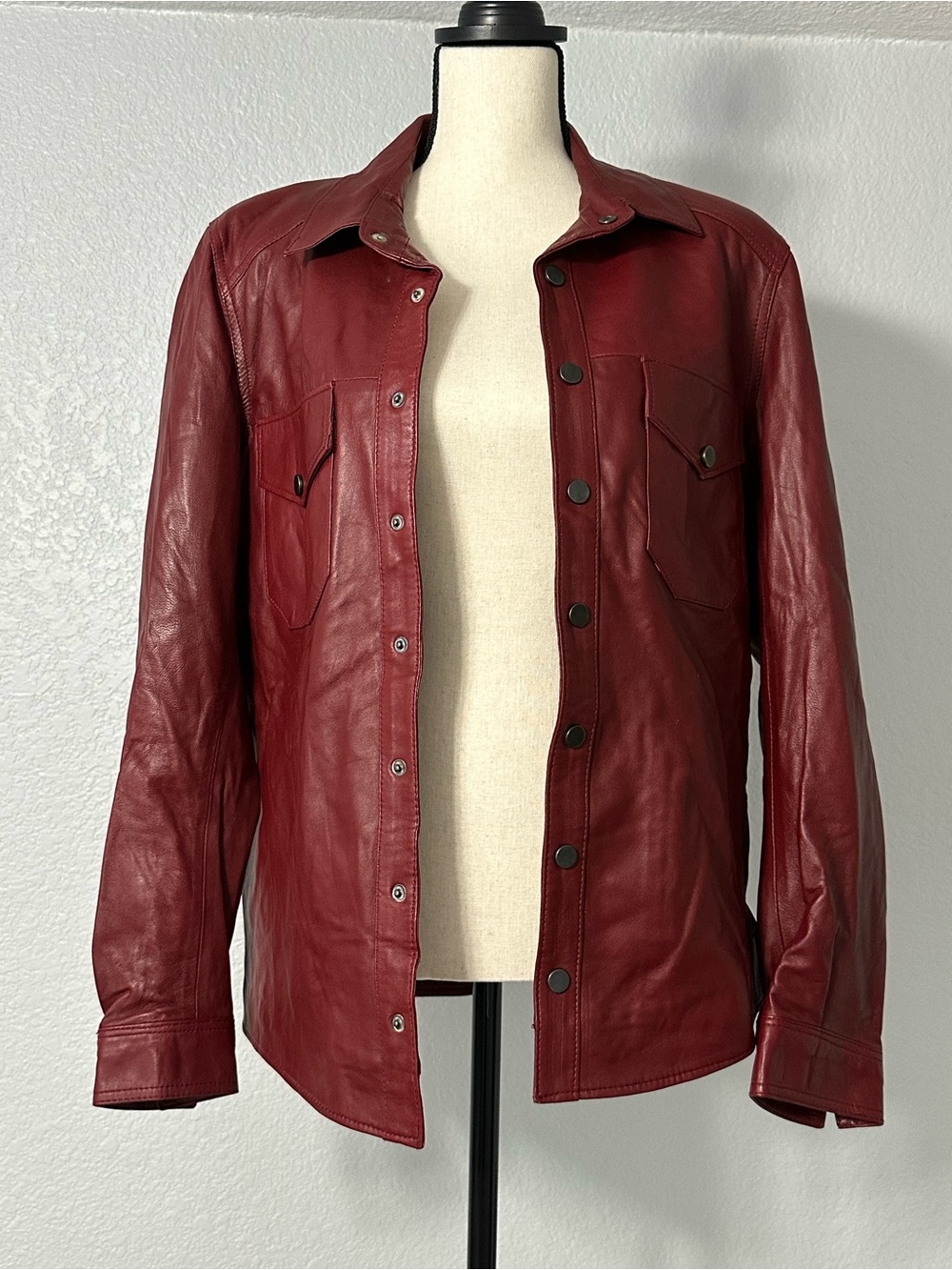 Giorgio Di Mare Tahoe Leather Jacket Burgundy Sz M Yachting Sailing Trucker Moto - Picture 3 of 11